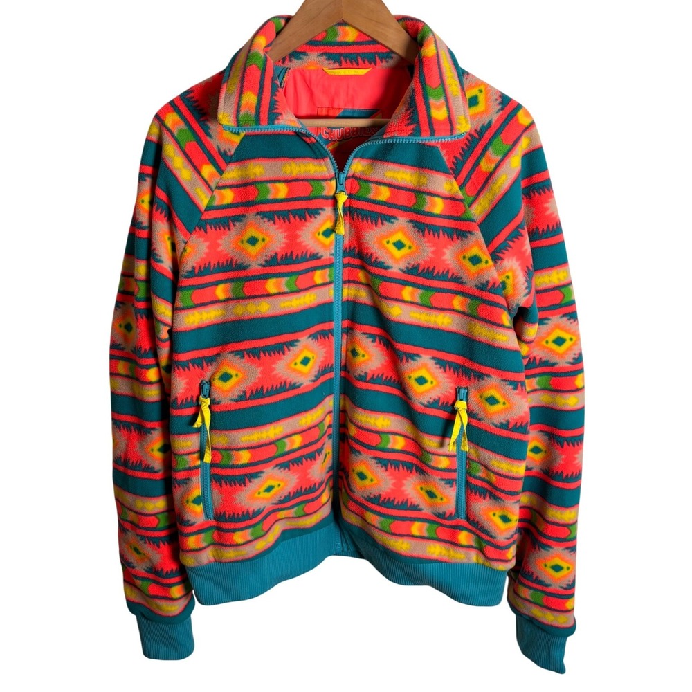 Chubbies Mens Neon Aztec Fleece Full Zip Bomber Jacket Multicolor‎ Medium